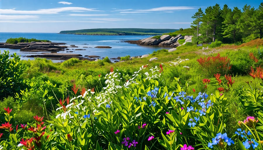 A panoramic view showcasing the Acadian Peninsula's diverse landscapes and rich biodiversity, highlighting its suitability for nature retreats